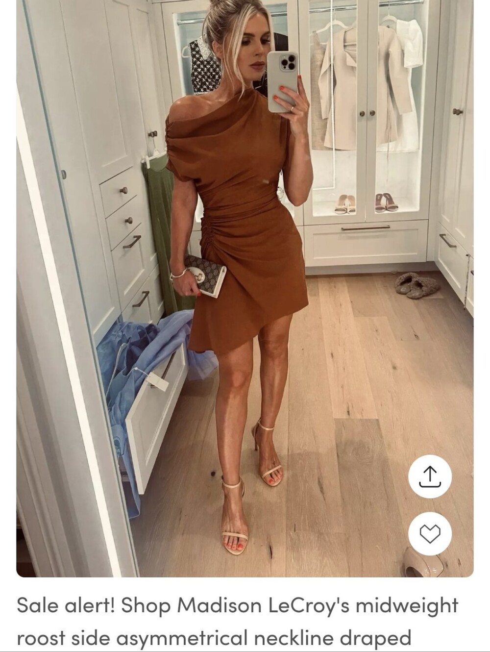 A.L.C. One-Shoulder Mini Dress in Rust
